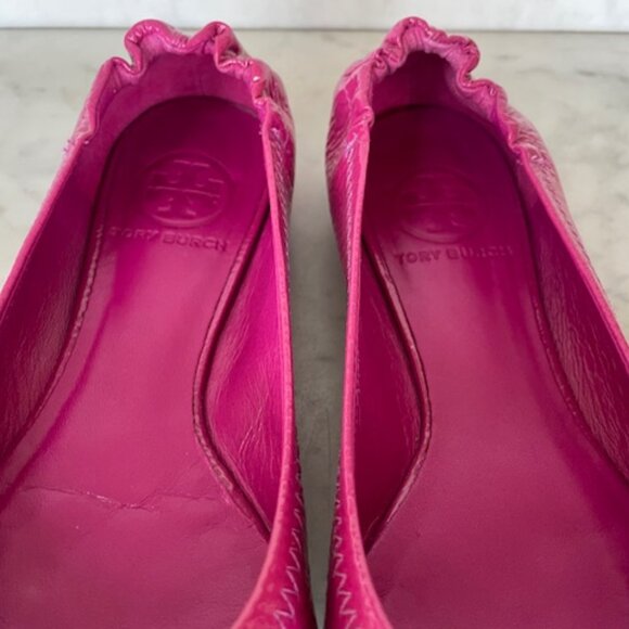 TORY BURCH Reva Ballet Elastic Back Ballet Flats Hot Pink Magenta 6 - Picture 7 of 16